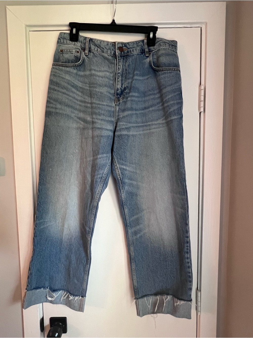 Boden Women’s Straight Leg Jeans Light Wash Blue Denim Cuffed 5-Pocket